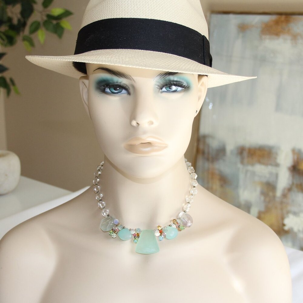 Chalcedony, Milky Quartz, Clear Quartz and Crystal Necklace. Gorgeous